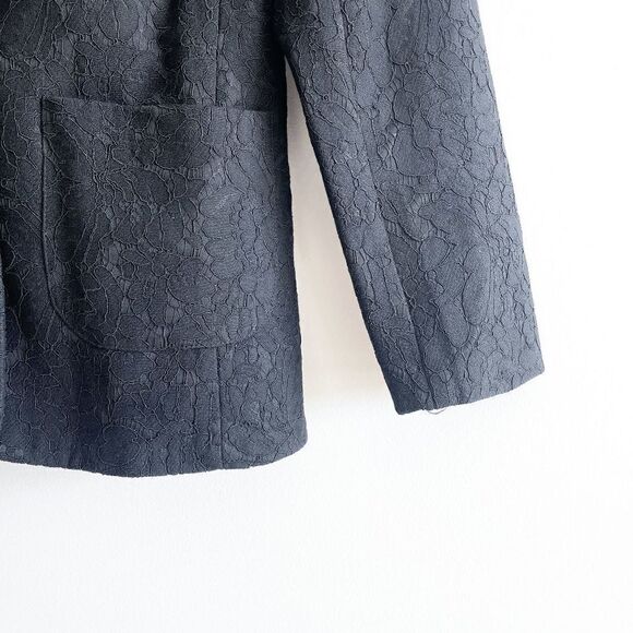 Solitaire Womens Blazer Jacket Embellished Lace Overlay Floral Black Small - Picture 3 of 9